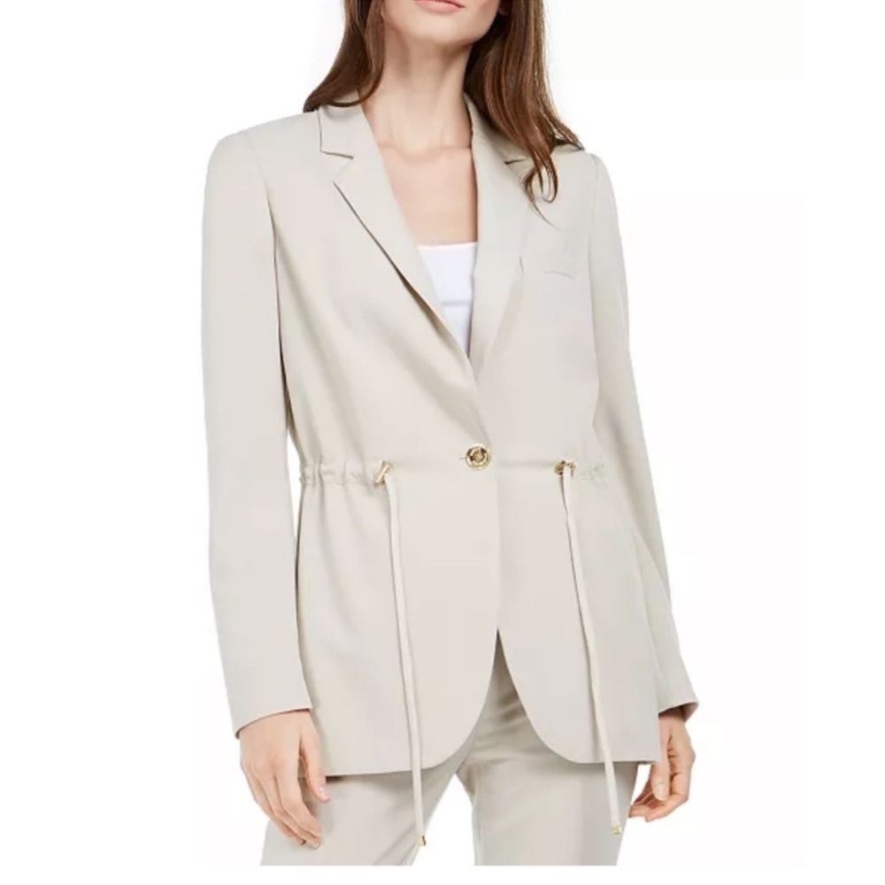 Michael Kors Tan Drawstring Blazer Jacket Tailored Chic Size 2